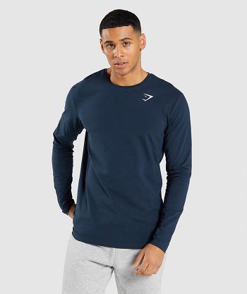 Long Sleeve Gymshark Essential Hombre Azul Marino | CO 3516LIS